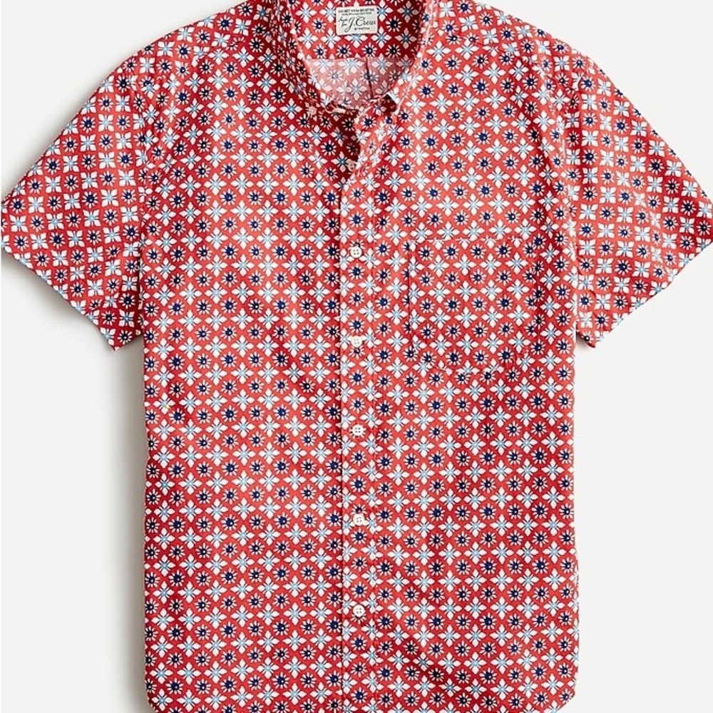J. Crew Red and White Casual Button Down Shirt